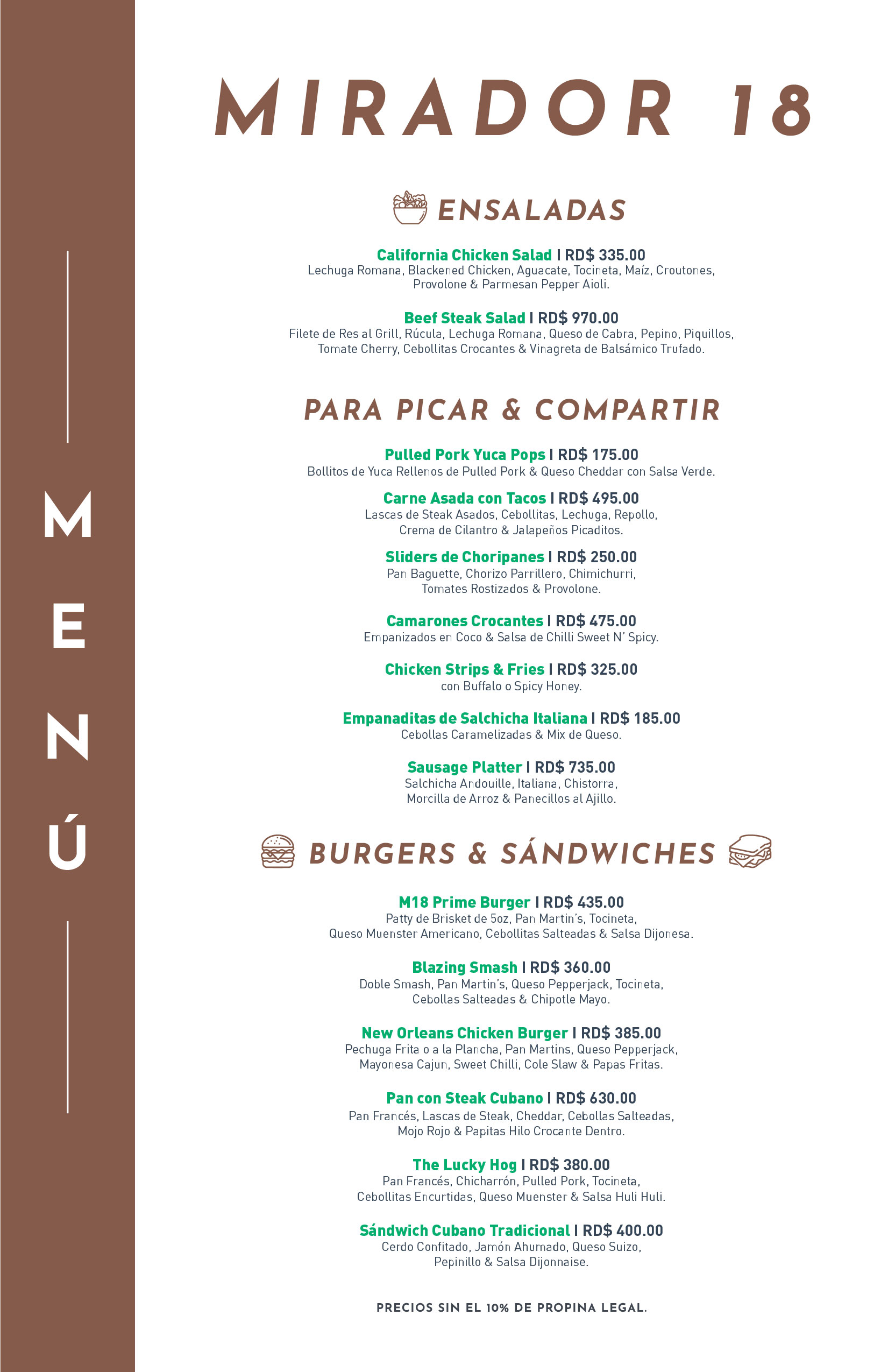Menú Mirador 18 1