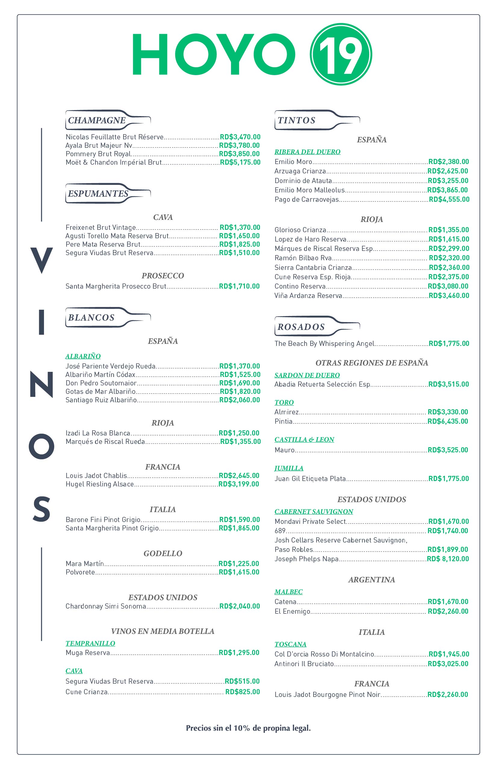 Carta de vinos Hoyo 19 11-9-2025