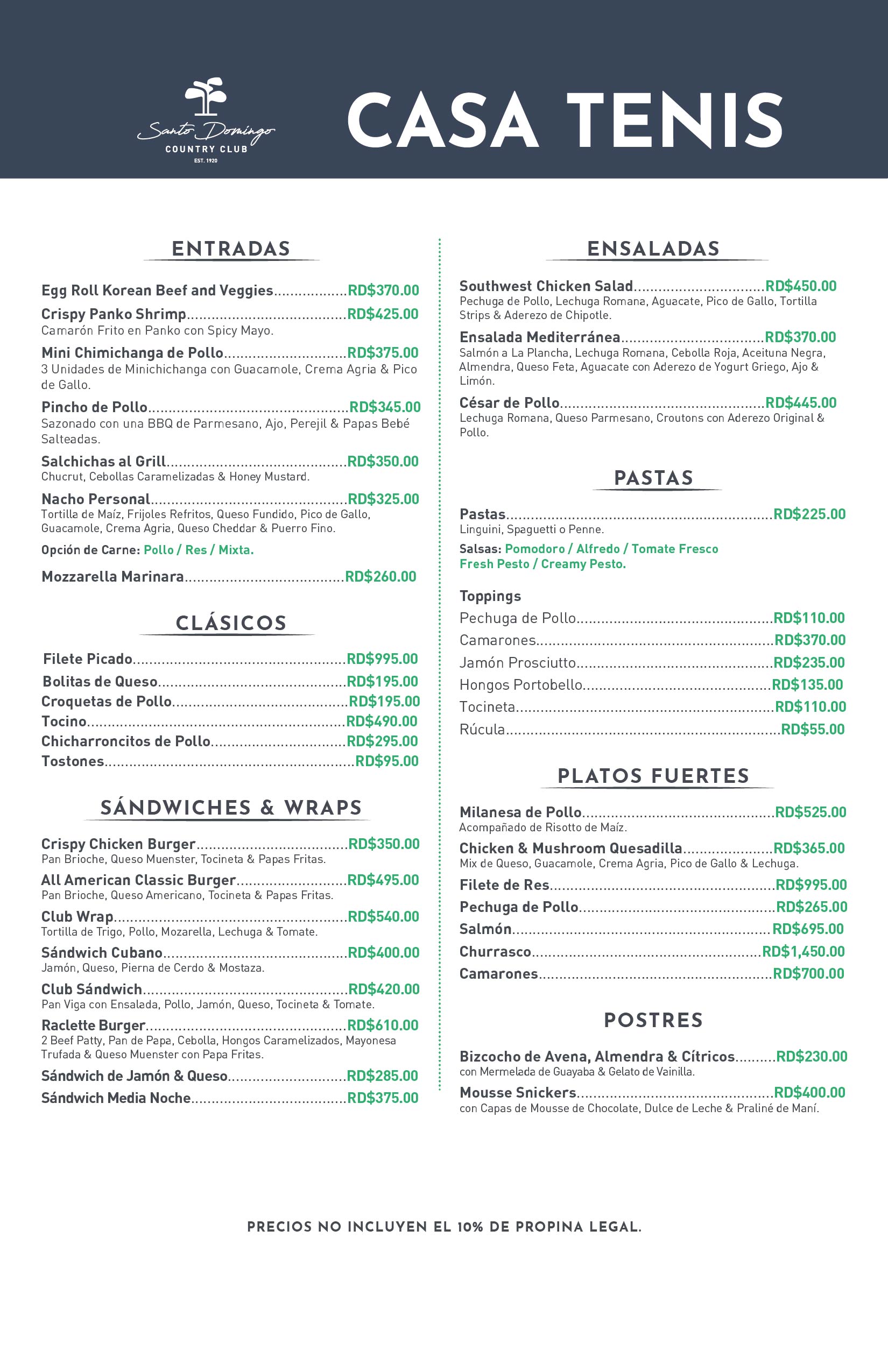 Menú Casa Tenis 15-10-2025