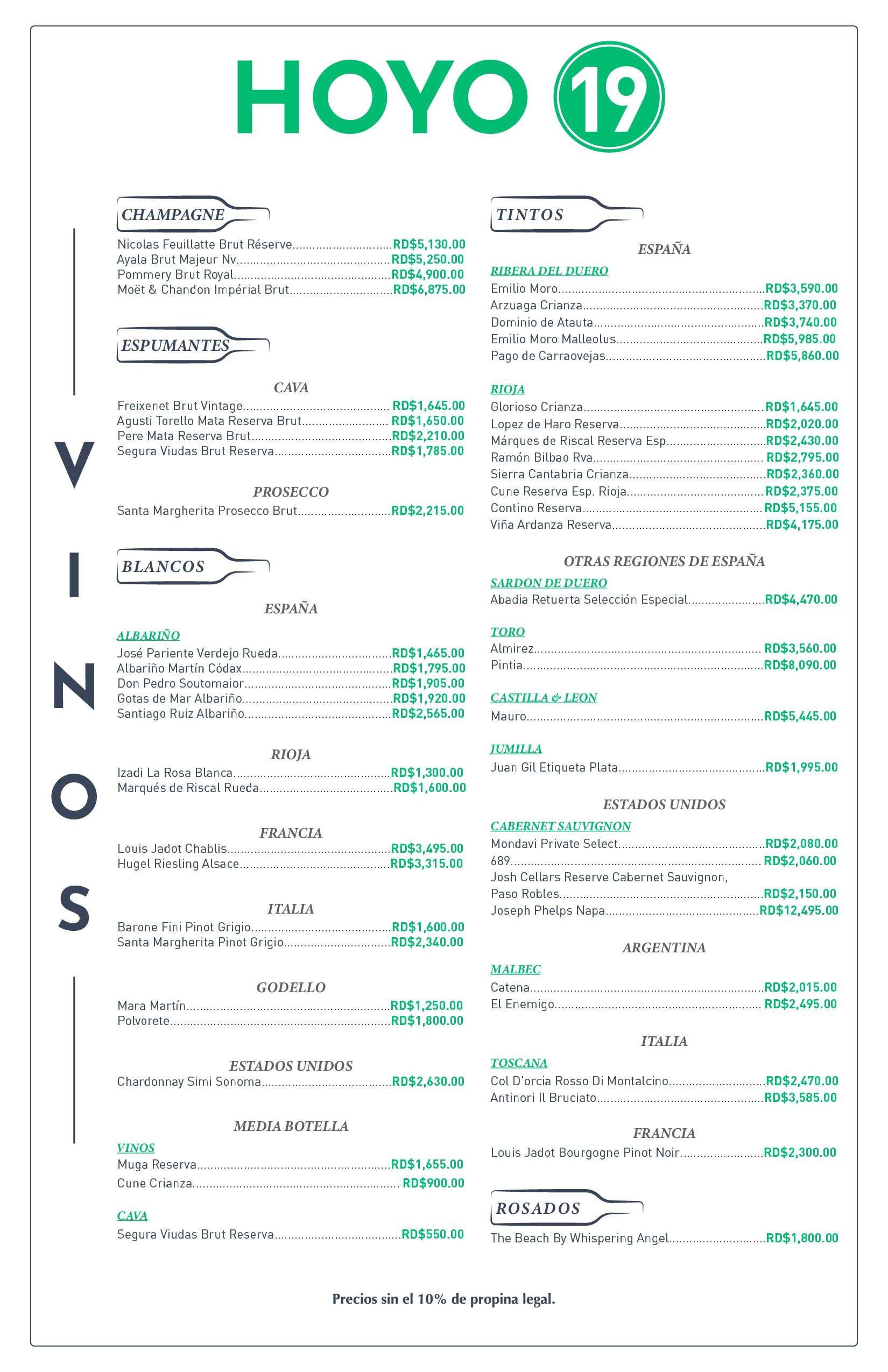 Carta de vinos Hoyo 19 23-12-2025