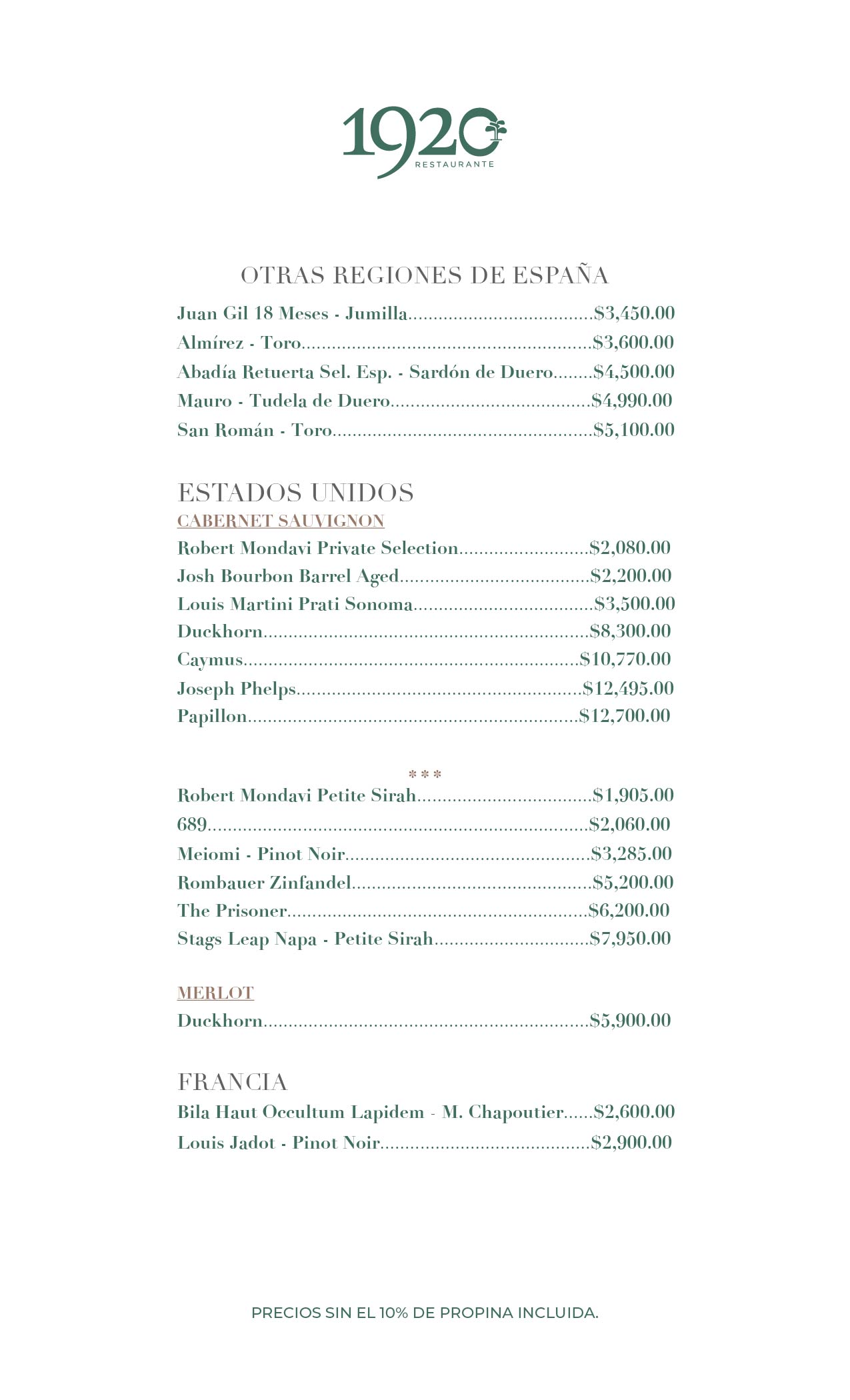 Carta de Vinos 1920 03