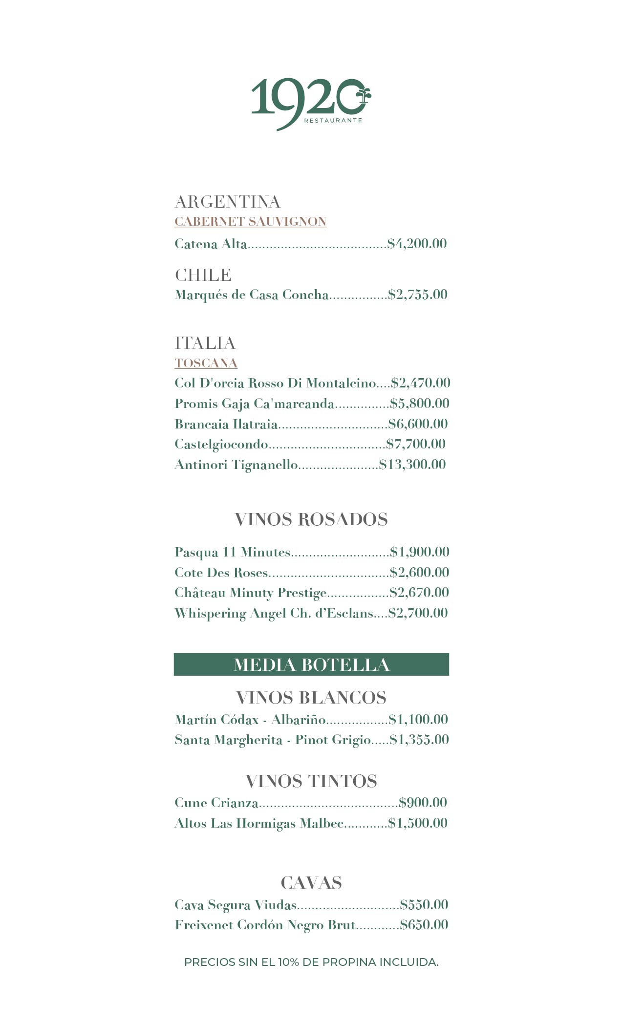 Carta de Vinos 1920 04