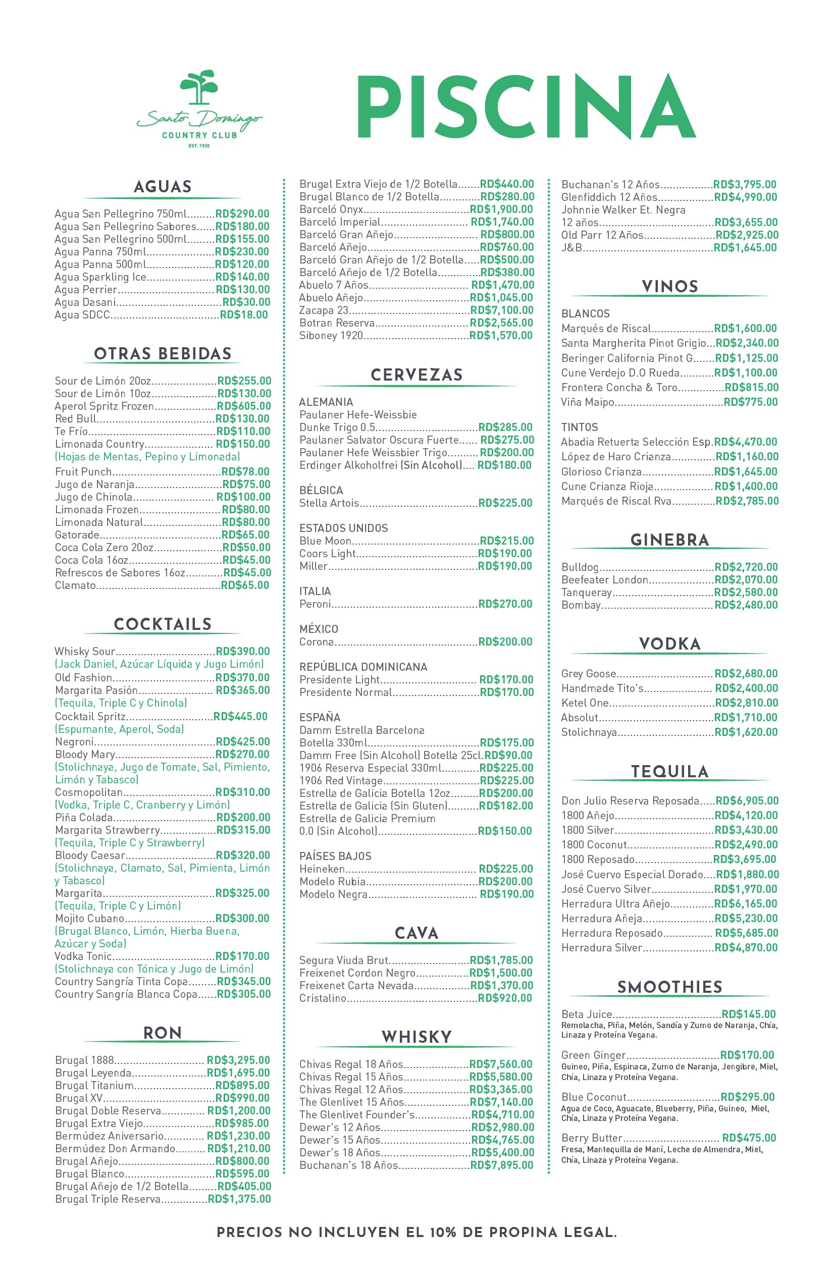 Menú de Piscina 18-05-2026