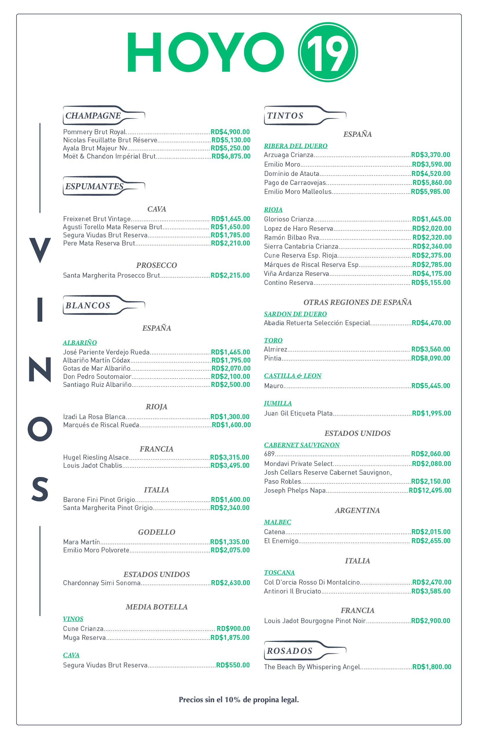 Carta de vinos Hoyo 19 18-05-2026