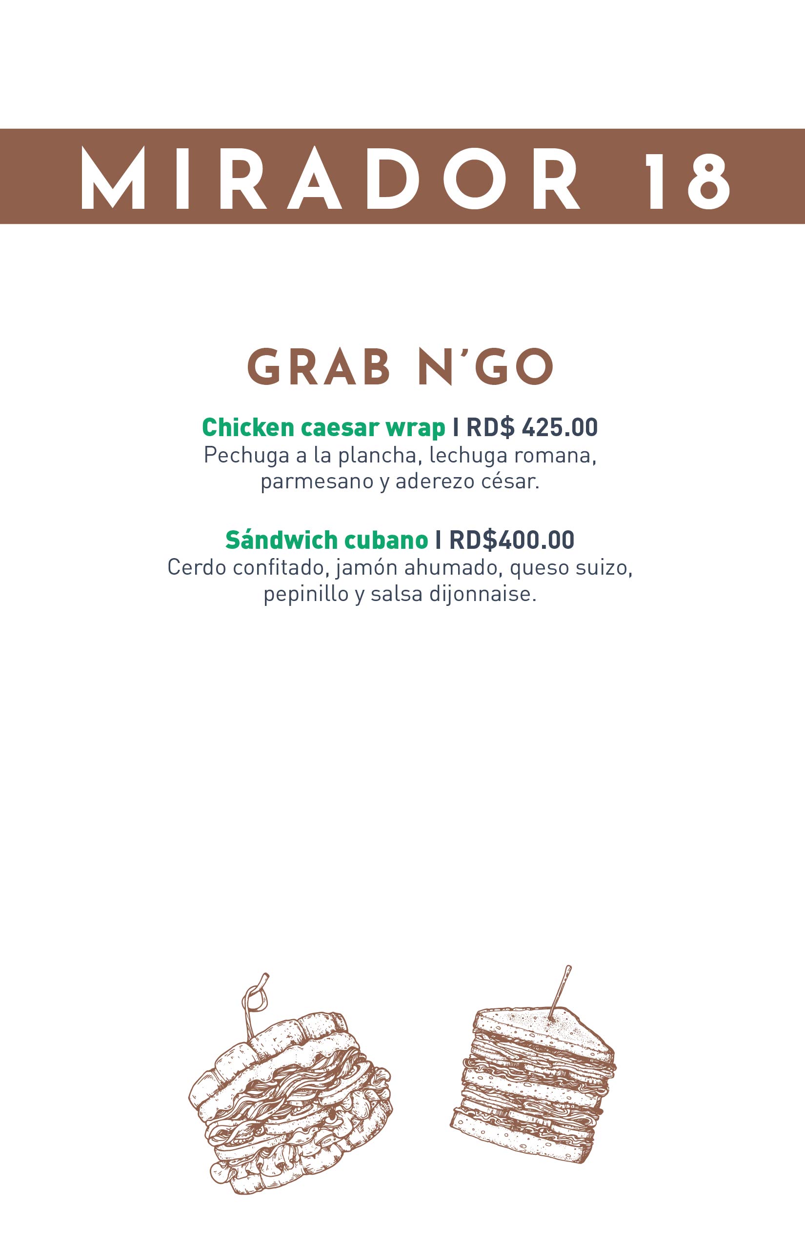 Menú Desayunos y Grab Mirador 18 Web 28-08-2026